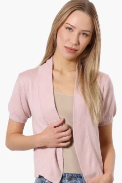 Impress Cap Sleeve Open Shrug Cardigan - Pink