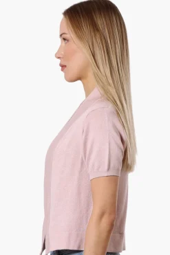 Impress Cap Sleeve Open Shrug Cardigan - Pink
