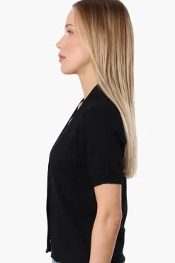 Impress Cap Sleeve Open Shrug Cardigan - Black