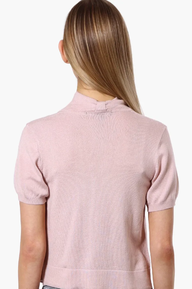 Impress Cap Sleeve Open Shrug Cardigan - Pink