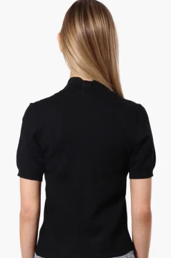 Impress Cap Sleeve Open Shrug Cardigan - Black