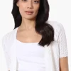 Impress Crochet Open Shrug Cardigan - White
