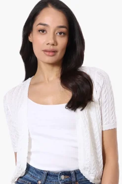 Impress Crochet Open Shrug Cardigan - White