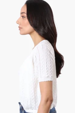 Impress Crochet Open Shrug Cardigan - White