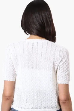 Impress Crochet Open Shrug Cardigan - White