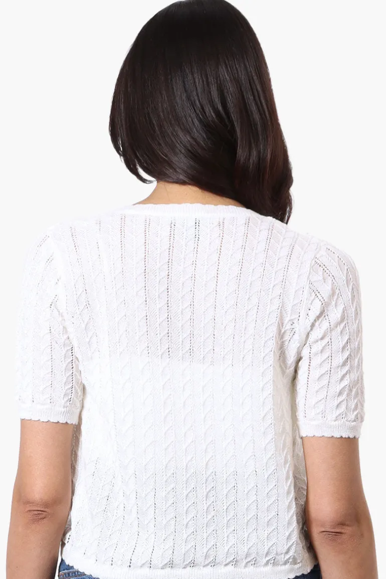 Impress Crochet Open Shrug Cardigan - White