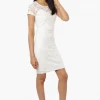 Impress Lace Rose Pattern Cocktail Dress - White