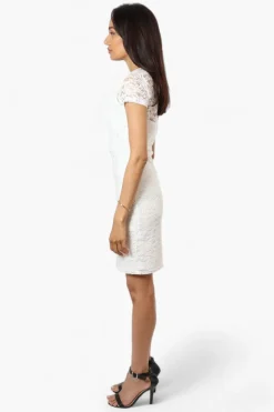 Impress Lace Rose Pattern Cocktail Dress - White