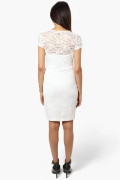 Impress Lace Rose Pattern Cocktail Dress - White