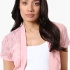 Impress Open Lace Shrug Cardigan - Pink