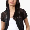 Impress Open Lace Shrug Cardigan - Black
