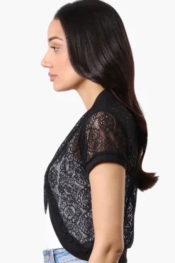 Impress Open Lace Shrug Cardigan - Black