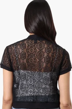 Impress Open Lace Shrug Cardigan - Black