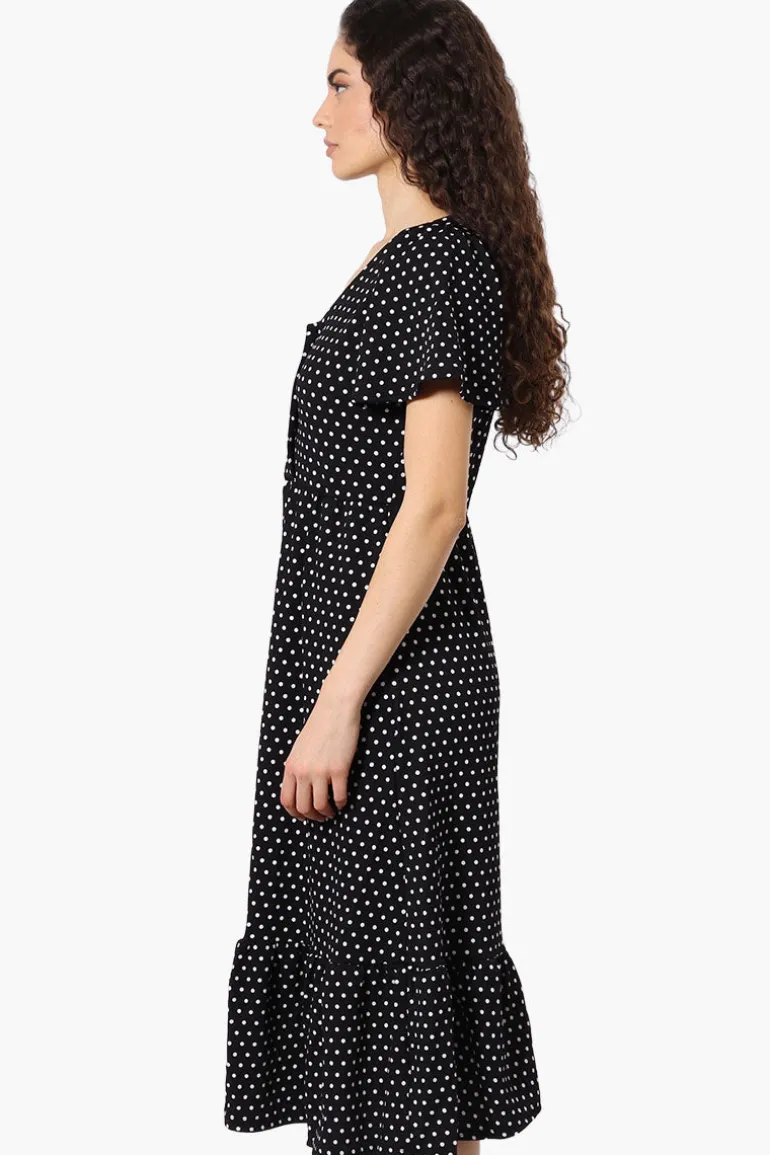 Impress Polka Dot Short Sleeve Day Dress - Black