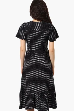 Impress Polka Dot Short Sleeve Day Dress - Black