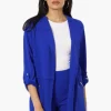 Impress Roll Up Sleeve Long Blazer - Blue