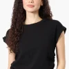 Impress Short Sleeve Side Ruching Blouse - Black