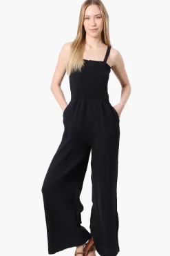 Impress Sleeveless Smocked Top Jumpsuit - Black