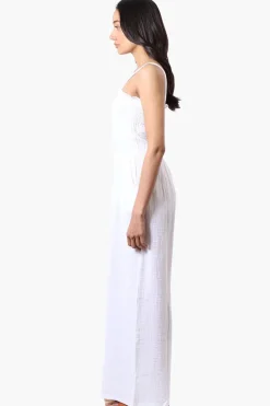 Impress Sleeveless Smocked Top Jumpsuit - White