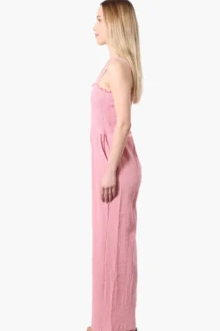 Impress Sleeveless Smocked Top Jumpsuit - Pink