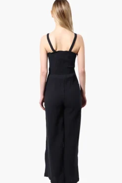 Impress Sleeveless Smocked Top Jumpsuit - Black