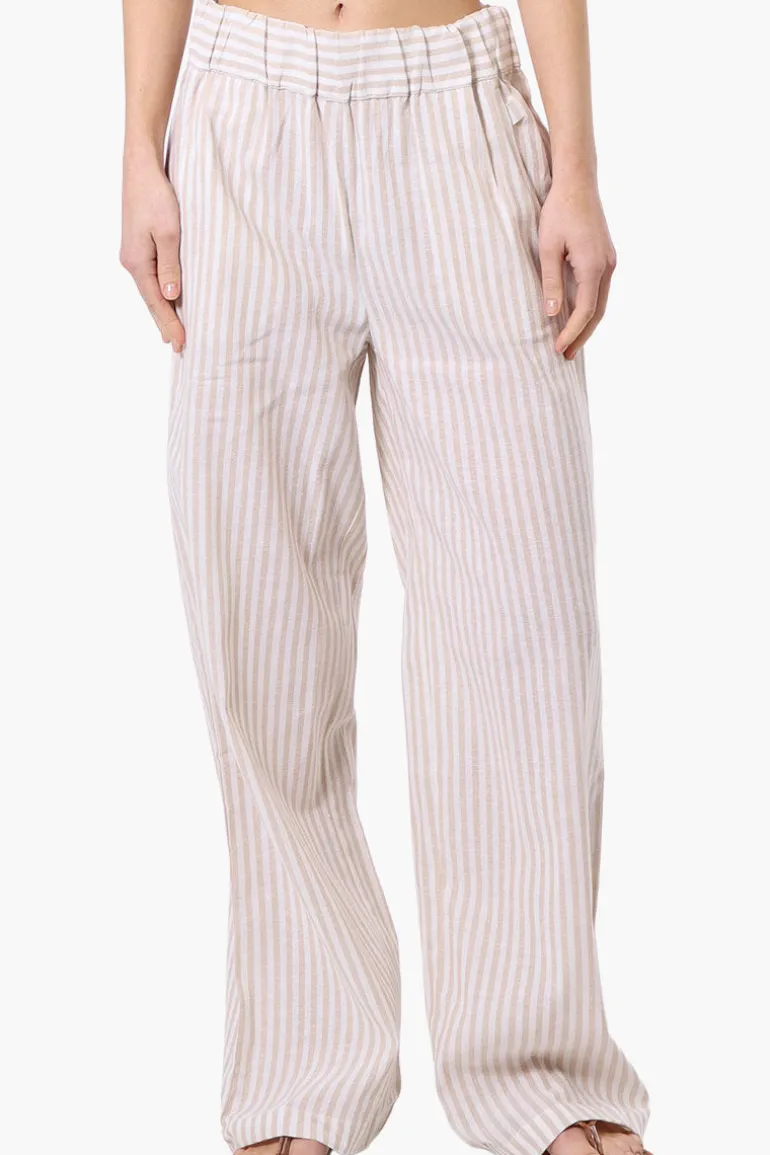 Impress Striped Wide Leg Pants - Cream