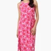 International INC Company Floral Sleeveless Halter Neck Maxi Dress - Pink