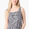 International INC Company Patterned Square Neck Tank Top - Black