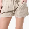 International INC Company Tie Waist Cotton Shorts - Beige