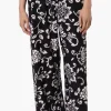 International INC Company Floral Tie Waist Palazzo Pants - Black