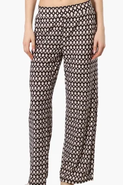 International INC Company Patterned Wide Leg Pants - Black