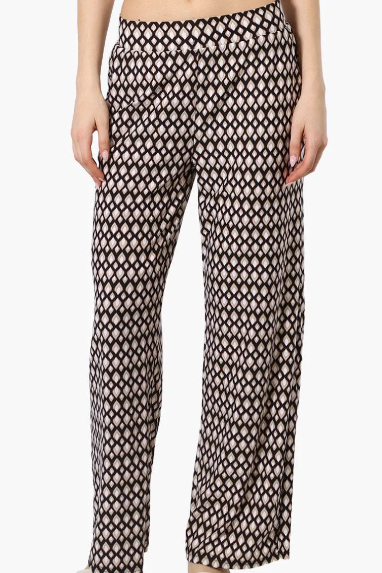 International INC Company Patterned Wide Leg Pants - Black