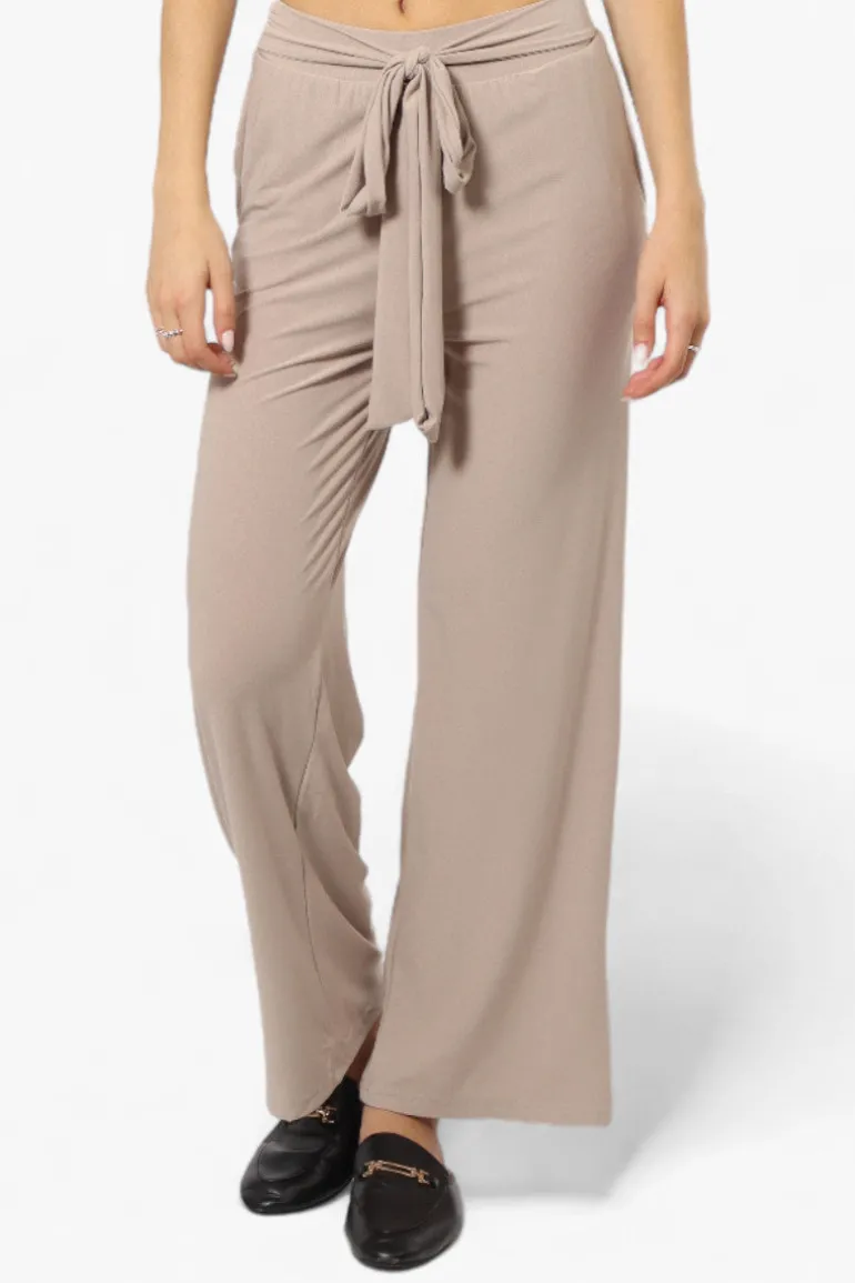 International INC Company Solid Belted Palazzo Pants - Beige