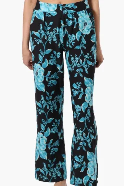 International INC Company Floral Wide Leg Pants - Black