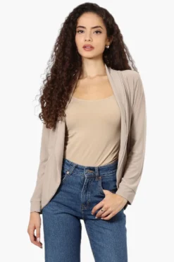 International INC Company Long Sleeve Open Wrap Cardigan - Beige
