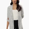 International INC Company Patterned Roll Up Sleeve Cardigan - White