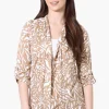 International INC Company Patterned Roll Up Sleeve Wrap Cardigan - Beige