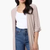 International INC Company Roll Up Sleeve Open Duster Cardigan - Beige
