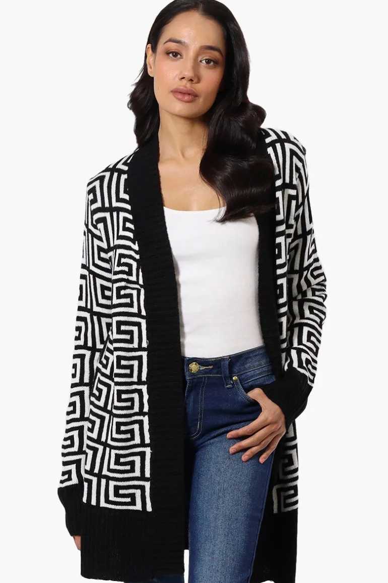 International INC Company Greek Print Wrap Cardigan - White