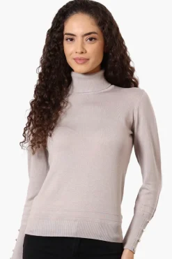 International INC Company Basic Turtleneck Pullover Sweater - Beige