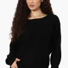 International INC Company Ribbed Pullover Sweater - Black