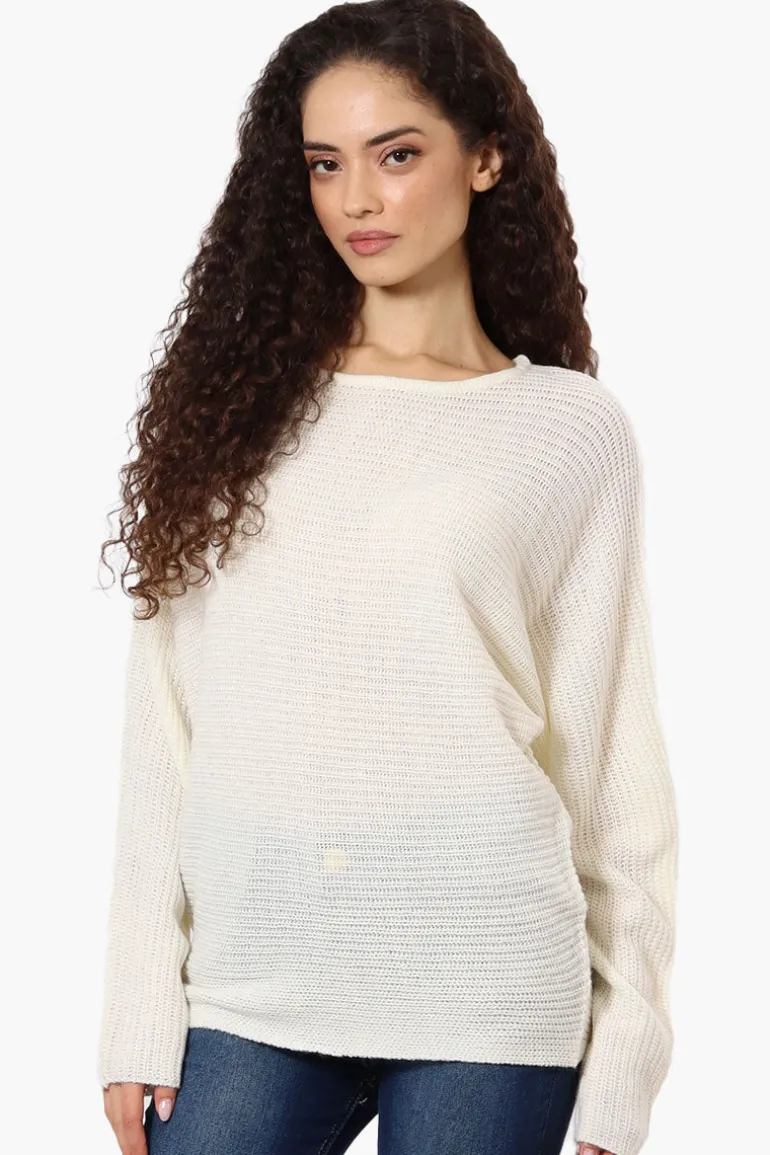 International INC Company Ribbed Pullover Sweater - White