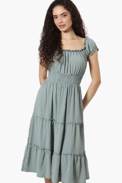International INC Company Tiered Smocked Waist Maxi Dress - Mint