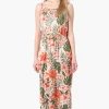 International INC Company Floral Spaghetti Strap Maxi Dress - Peach