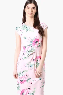 International INC Company Floral Cap Sleeve Day Dress - Blush