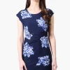 International INC Company Floral Cap Sleeve Day Dress - Navy