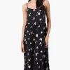 International INC Company Floral Spaghetti Strap Maxi Dress - Black