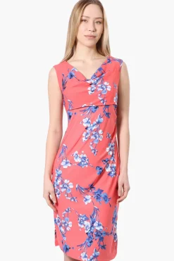 International INC Company Floral Cowl Neck Day Dress - Pink