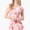 International INC Company Floral Smocked Waist Day Dress - Pink
