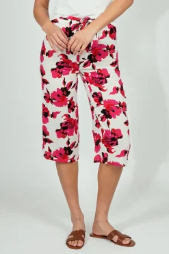 International INC Company Belted Floral Culotte Pants - White